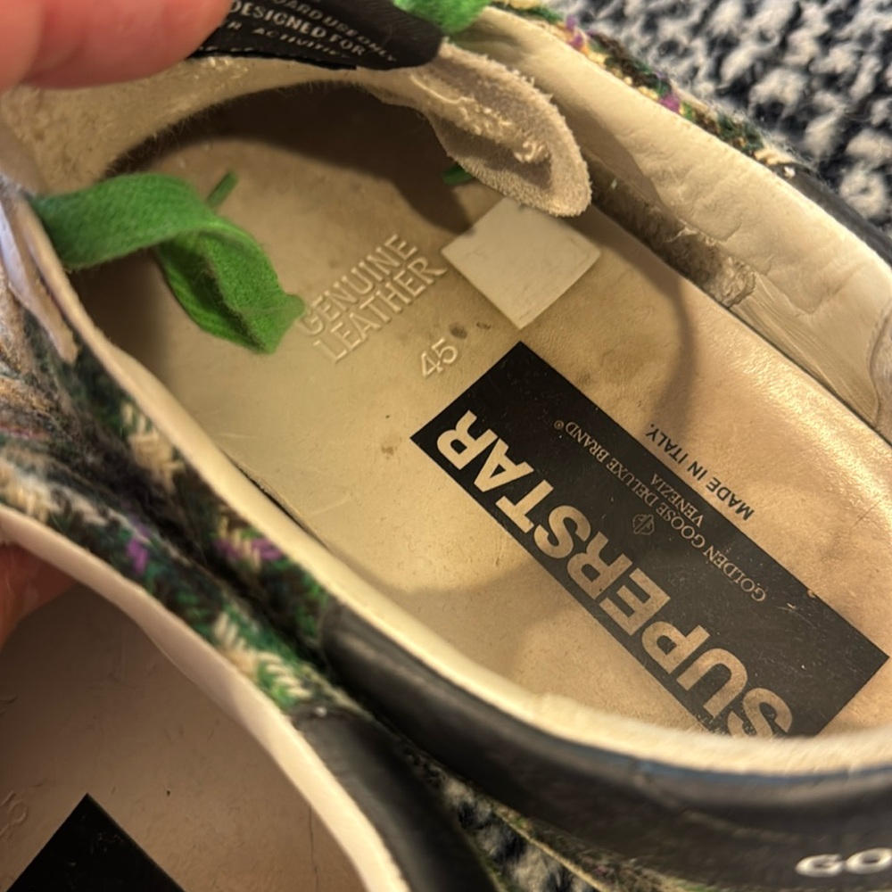 Golden Goose Superstar - plaid design with leather detailing & green laces - Picture 7 of 12